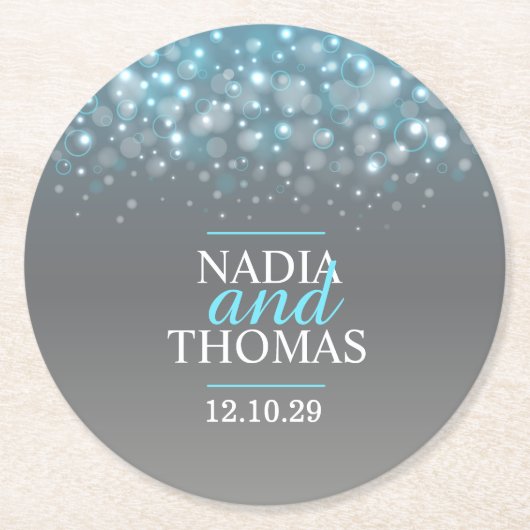 シャンパ結婚ングレイ青紙コースター ラウンドペーパーコースター (正面)
