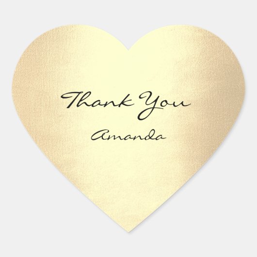 シャンピアン金ゴールド美しい名ブライダルハートサンキュー ハートシール (正面)
