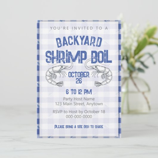 シャンピーボイル シーフードをテーマにした裏庭でのディナーパーティー 招待状 (スタンド正面)