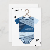シャンブレイカラーブロックボディースーツボーイベビーシャワー 招待状 (正面/裏面)
