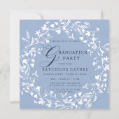 シャンブレブルーホワイトワイルドフラワーリース卒業 招待状 (裏面)
