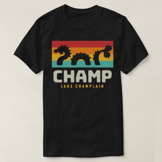 シャンプラインモンスターアメリカン民俗学 Tシャツ (デザイン正面)