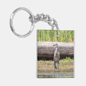 シャンプラ素晴らしン湖に立つブルーヘロン キーホルダー (正面左)