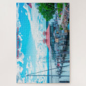 シャンプレーバーモント湖。クリスマスグリーティング ジグソーパズル (縦)