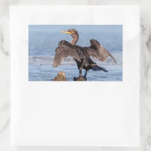 シャンプレーン湖で二重の紋付き鵜 長方形シール (バッグ)