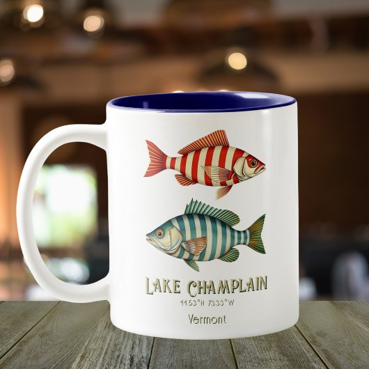 シャンプレーン湖バーモント航海の魚 ツートーンマグカップ