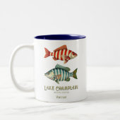 シャンプレーン湖バーモント航海の魚 ツートーンマグカップ (左)