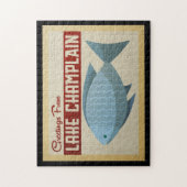 シャンプレーン湖フィッシュヴィンテージトラベル ジグソーパズル (縦)