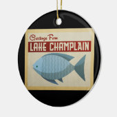 シャンプレーン湖フィッシュヴィンテージトラベル セラミックオーナメント (左)