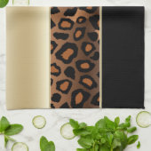 シャンペンおよび黒いヒョウのアニマルプリント キッチンタオル (折り畳み)