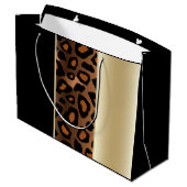 シャンペンおよび黒いヒョウパターン ラージペーパーバッグ (裏面アングル)