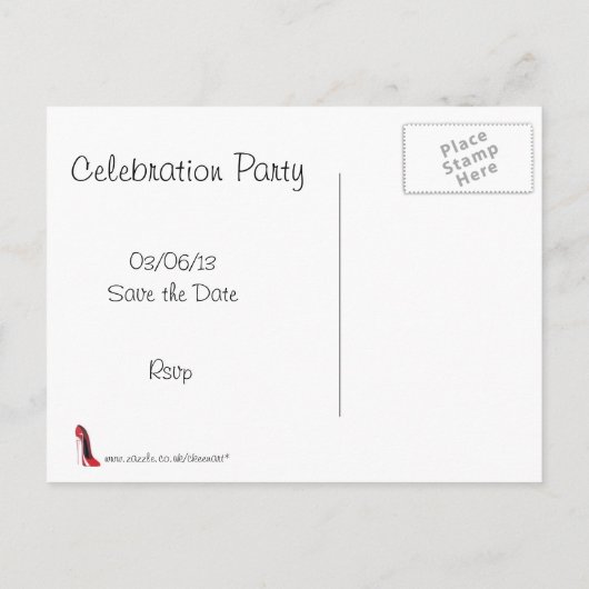 シャンペンのかかとのフルートの赤い小剣の芸術 案内ポストカード (裏面)