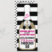 シャンペンのすてきな航海のなグリッターの誕生日の招待状 招待状 (正面/裏面)