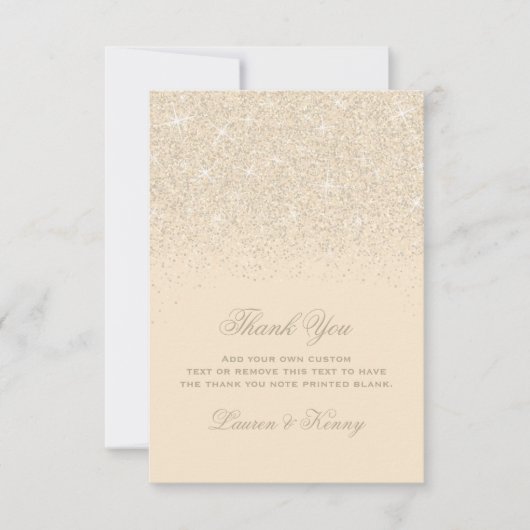 シャンペンのグリッターのサンキューカード サンキューカード (正面)