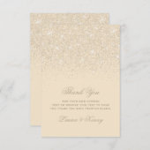 シャンペンのグリッターのサンキューカード サンキューカード (正面/裏面)