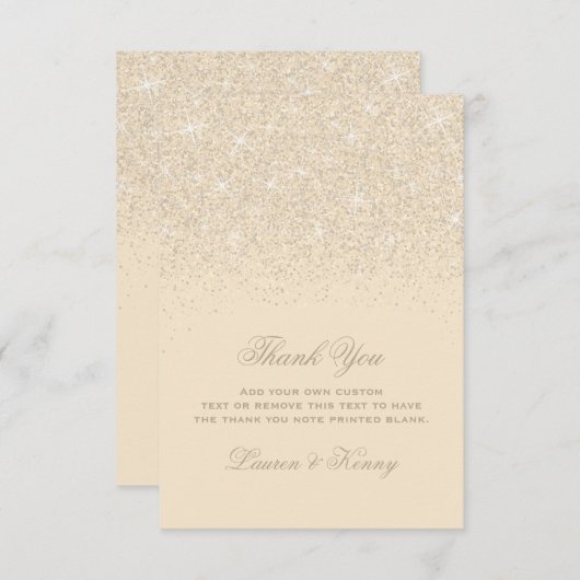 シャンペンのグリッターのサンキューカード サンキューカード (正面/裏面)