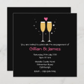 シャンペンのトーストの婚約パーティの招待状 招待状 (正面/裏面)