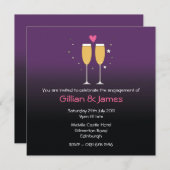 シャンペンのトーストの婚約パーティの招待状 招待状 (正面/裏面)