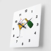 シャンペンのトースト スクエア壁時計 (傾斜)