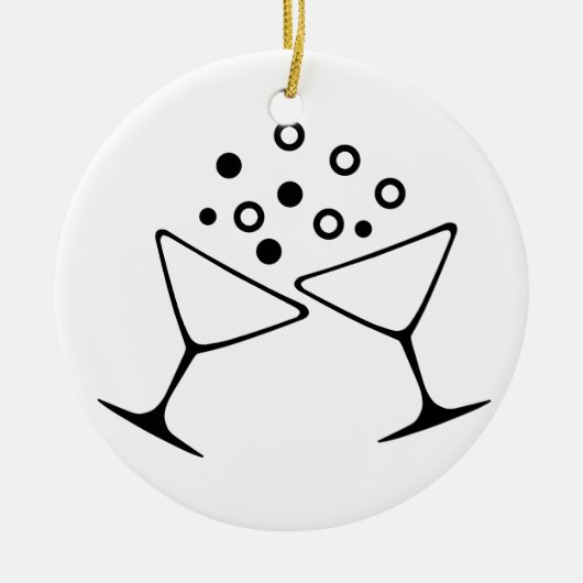 シャンペンのトースト セラミックオーナメント (正面)