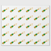 シャンペンのボトルおよびぽんと鳴るコルク ラッピングペーパー (フラット)