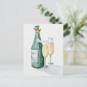 シャンペンのボトルおよび2つのガラス ポストカード (スタンド正面)