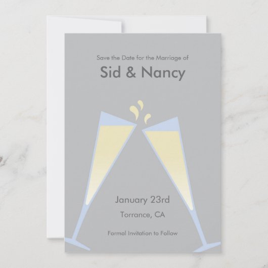 シャンペンの保存日付の招待状 セーブザデート (正面)