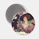 シャンペンの喫煙のタバコを飲んでいるヴィンテージの女性 マグネット (正面/裏面)