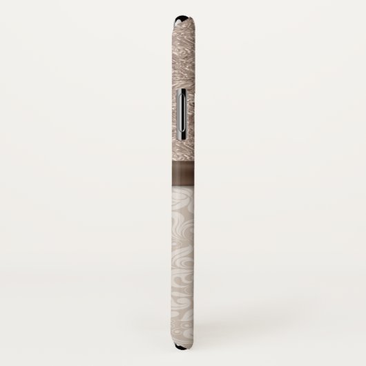 シャンペンの押しつぶされた宝石、ベージュダマスク織およびリボン Case-Mate iPhoneケース (裏面/右)