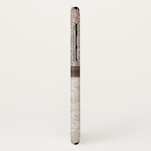 シャンペンの押しつぶされた宝石、ベージュダマスク織およびリボン Case-Mate iPhoneケース (裏面/左)