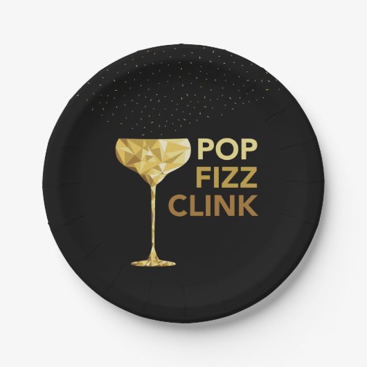 シャンペンの新年の紙皿 ペーパープレート (正面)