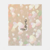 シャンペンの白熱ハート フリースブランケット (正面)