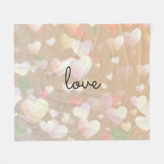 シャンペンの白熱ハート フリースブランケット (正面(横))