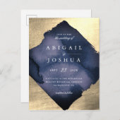 シャンペンの金ゴールドのダイヤモンド海軍水彩画の結婚式 インビテーションポストカード (正面/裏面)