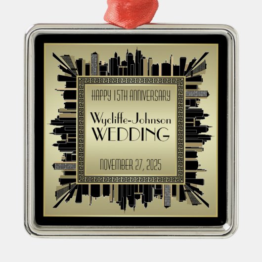 シャンペンの金ゴールドのGatsbyの魅力を結婚するアールデコ メタルオーナメント (正面)