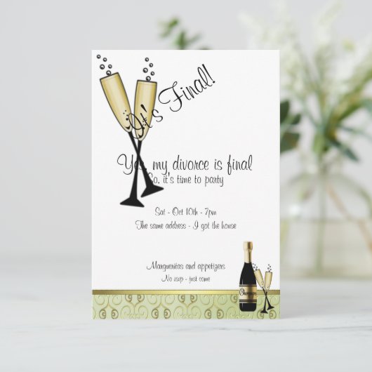 シャンペンの離婚のパーティの招待状 招待状 (スタンド正面)