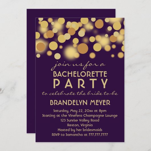 シャンペンは招待状バチェロレッテの泡立ちます 招待状 (正面/裏面)