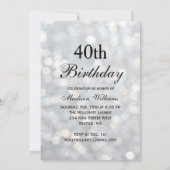 シャンペンを飲むきらめく第40誕生日の時間 招待状 (裏面)