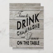 シャンペンを飲む素朴な婚約パーティの時間 招待状 (正面/裏面)