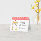 シャンペンガラスのハッピーバースデーカード カード (黄色い花)