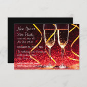 シャンペンガラスの写真- 3x5大晦日のパーティー 招待状 (正面/裏面)