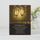 シャンペンガラスの大晦日の招待状 招待状 (スタンド正面)