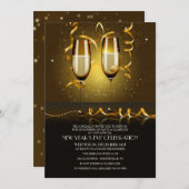 シャンペンガラスの大晦日の招待状 招待状 (正面/裏面)