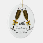 シャンペンガラスの金ゴールドの弓記念日のカスタム年 セラミックオーナメント (右)