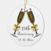 シャンペンガラスの金ゴールドの弓記念日のカスタム年 セラミックオーナメント (左)