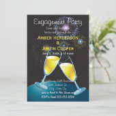 シャンペンガラス及び花火-婚約パーティ 招待状 (スタンド正面)