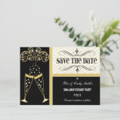 シャンペン及びシェブロンの保存日付の招待状 セーブザデート (スタンド正面)