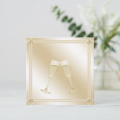 シャンペン金ガラス及びサファイアの婚約パーティ 招待状 (スタンド正面)