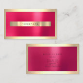 シャンペン金ゴールドフレーム金属製ピンクキャンディミニマル 名刺 (正面/裏面)