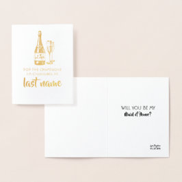 シャンペン-おもしろいな新婦付添人の提案--をぽんと鳴らして下さい 箔カード